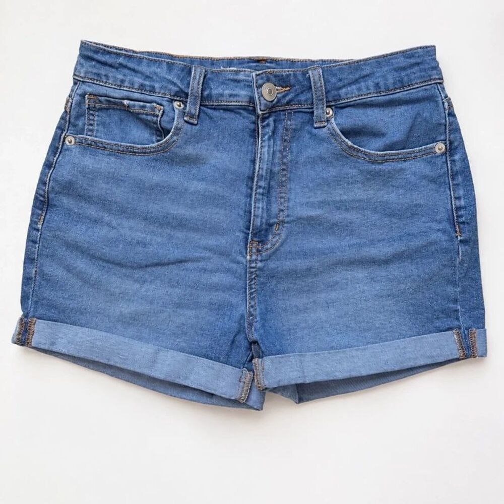 No Boundaries Juniors Size 11 Blue Cuffed Stretch Denim Jean Shorts